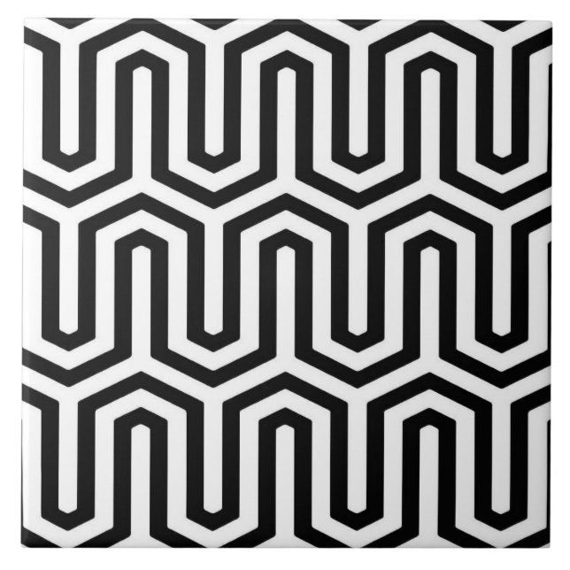 Carreau Déco motif égyptien - noir et blanc (Devant)