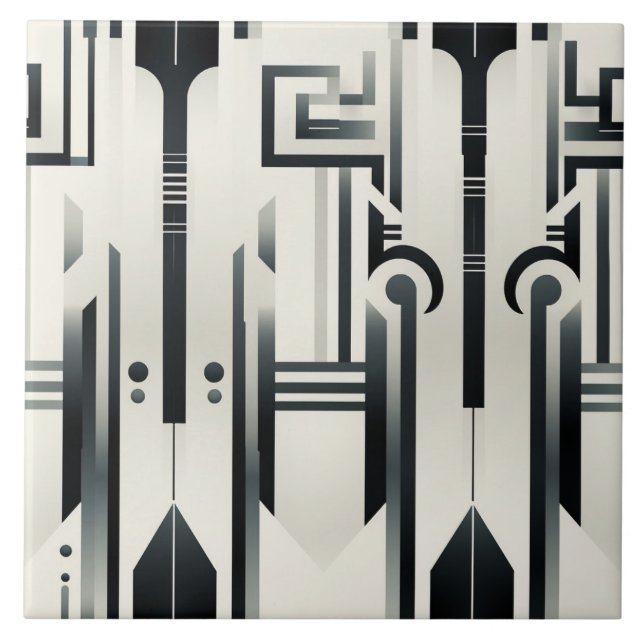 Carreau Déco noir et blanc, colonnes et totems (Devant)