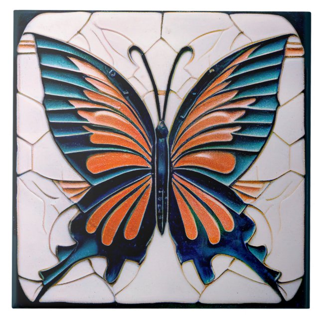 Carreau Décor Art Déco Papillon Décor Art Nouveau Céramiqu (Devant)