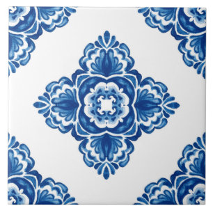 Carreau Décor Azulejo bleu et blanc