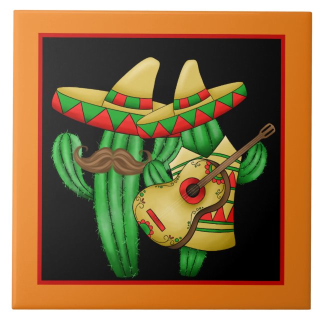 Carreau Décor de cactus du sud-ouest cool (Devant)