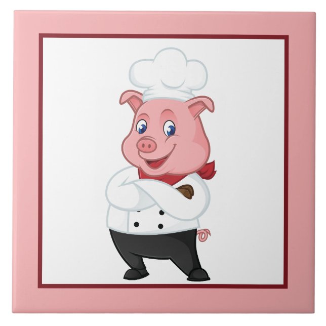 Carreau Décor de cochon de cuisine du Pays mignon (Devant)