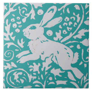Carreau Décor de la nature du lapin bleu Turquoise moderne