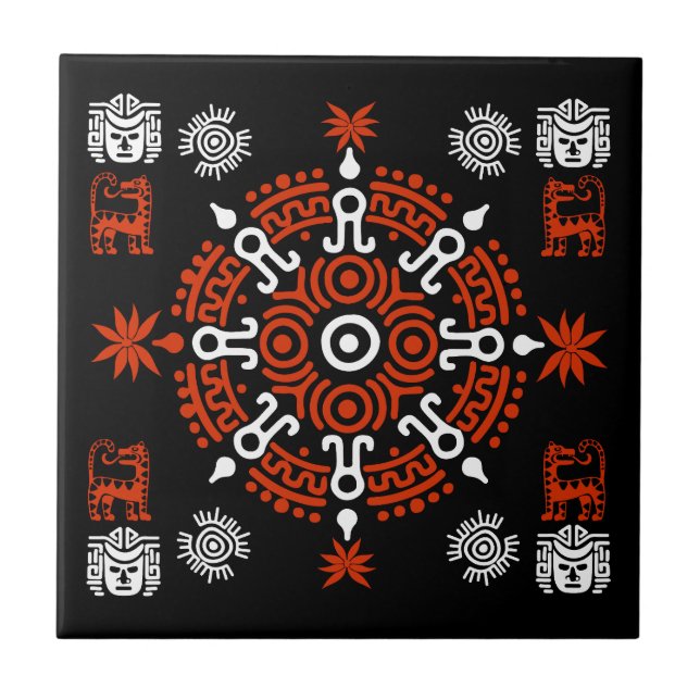 Carreau Décor d'origine artistique aztèque mexicaine (Devant)