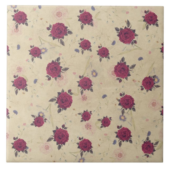 Carreau Décor d'origine victorienne Rose (Devant)