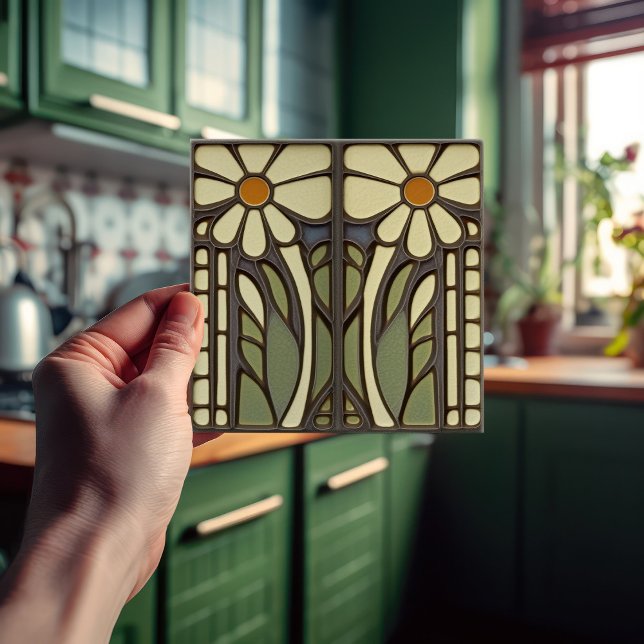 Carreau Décor Floral Art Déco Primrose Art Nouveau (Créateur téléchargé)