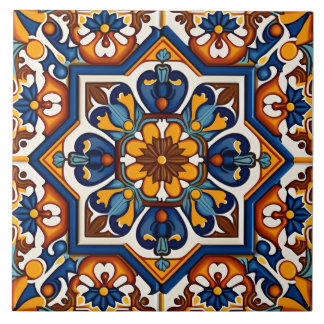 Carreau Décor méditerranéen espagnol traditionnel