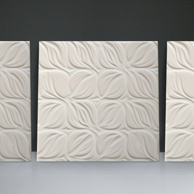 Carreau Décor minimaliste blanc verni Faux Relief (Créateur téléchargé)