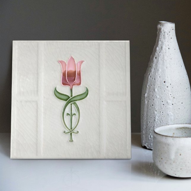 Carreau Décor rose Tulip Nouveau Art Déco Gibbons (Créateur téléchargé)