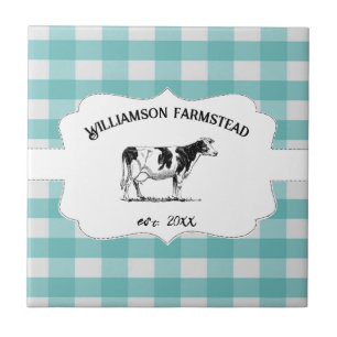 Carreau Décor turquoise Buffalo Plaid Farm Cow