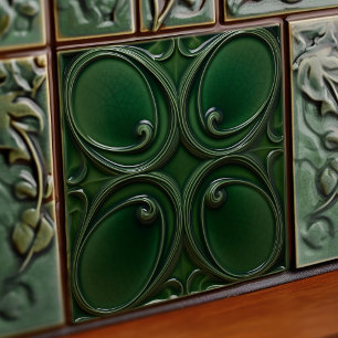 Carreau Décor vert Emerald Mur Art Nouveau Ceram