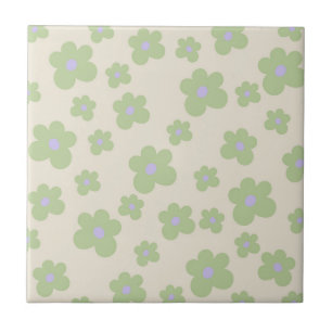 Carreau Décor vert Gras Y2K Fleur sauvage vibrant