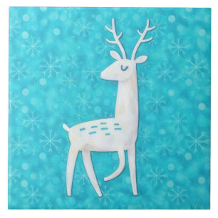 Carreau décoratif de vacances en art de cerf rénne