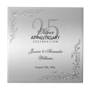 Carreau Décoration élégante en argent 25e anniversaire Mar