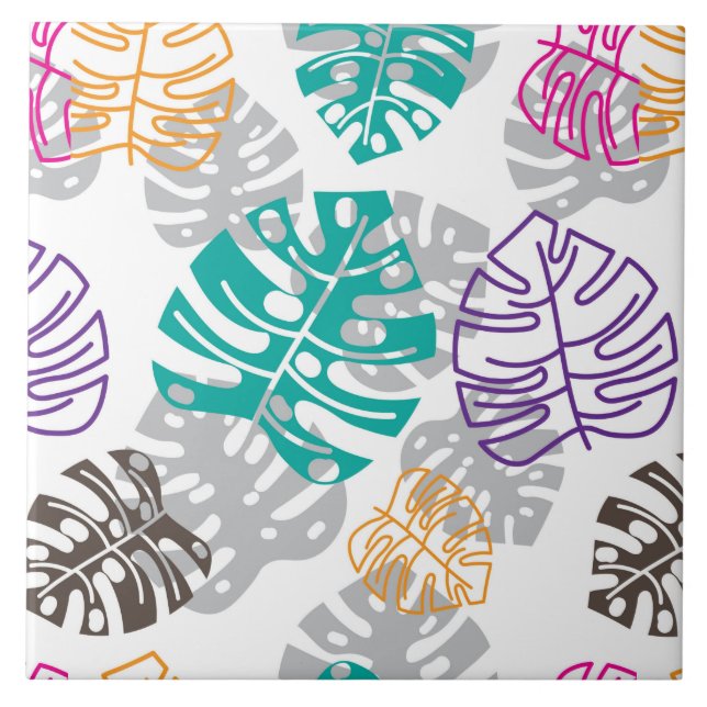 Carreau décoration feuille céramique (Devant)