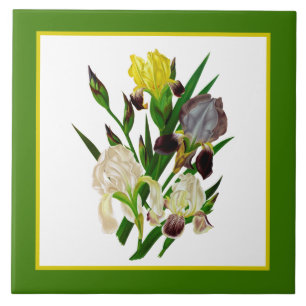 Carreau décoration florale iris allemand mignon vintage