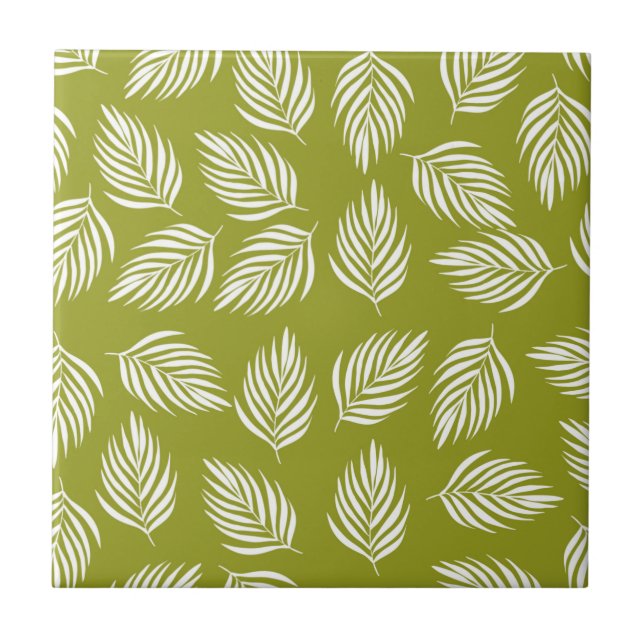 Carreau Decorative Lime Green Leaves Pattern (Devant)