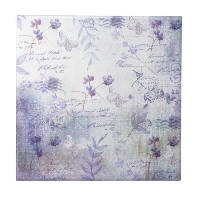 Carreau Découpage des fleurs de lavande (Devant)