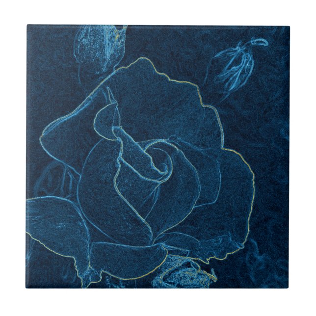 Carreau découpe de rose de bleu (Devant)