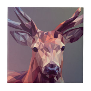 Carreau Deer Polygons Art Design Graphisme Animal Stag Pos