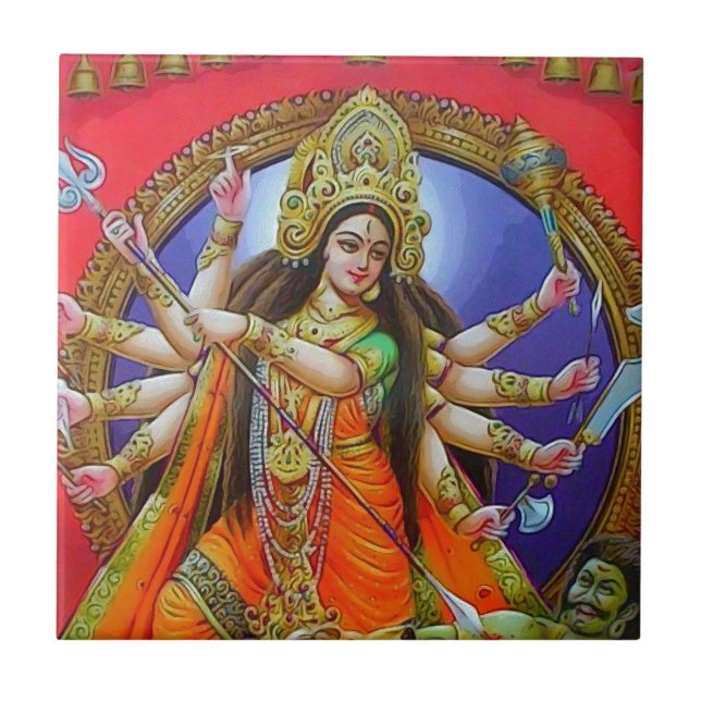 Carreau Déesse Durga Shakti de guerrier (Devant)
