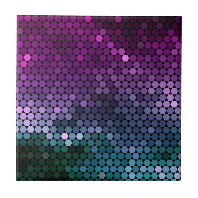 Carreau Dégradé géométrique Hexagon violet et bleu-vert (Devant)