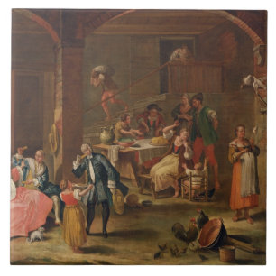 Carreau Déjeuner dans le pays (huile sur la toile)