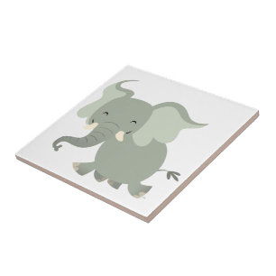 Carreau d'éléphant de dessin animé joyeux mignon
