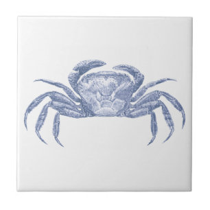Carreau Delft Blue Crab Vintage Maison de plage nautique