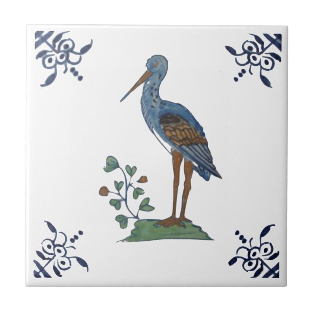 Carreau Delft Heron du 18ème siècle ? sur Carrelage en cér (Devant)
