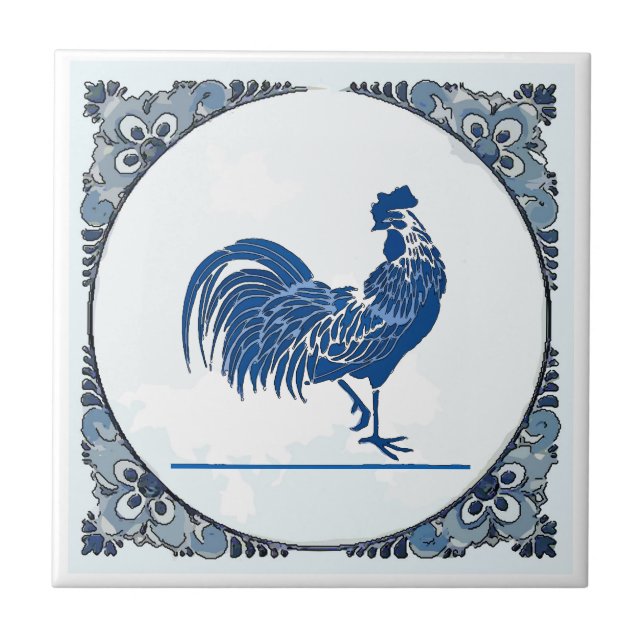 Carreau Delft look Rooster, change image,  Ceramic Tile (Devant)