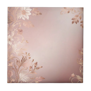 Carreau Délicat rose et Rose or floral