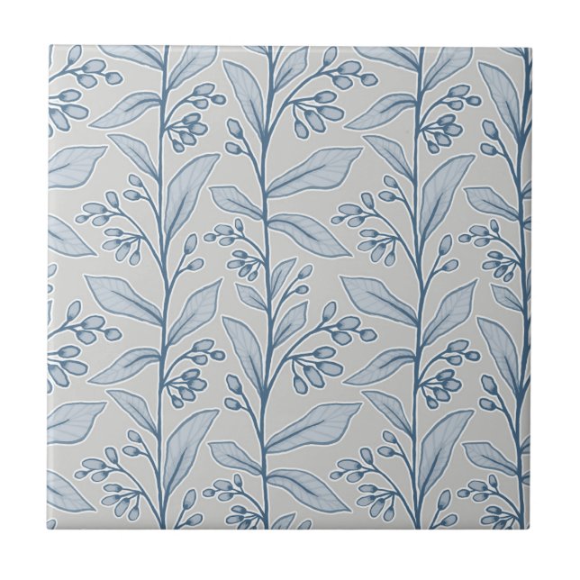 Carreau Delicic Botanic Reverie M1 Gris Blanc Bleu Plante (Devant)
