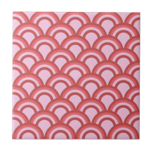 Carreau Demi-cercle rose japonais vague Motif géométrique