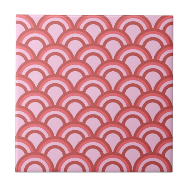 Carreau Demi-cercle rose japonais vague Motif géométrique (Devant)