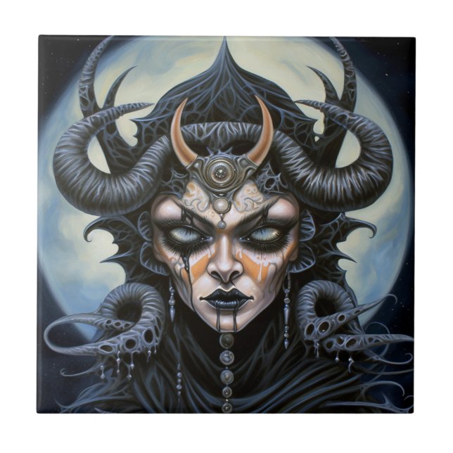 Carreau Demon Woman Queen Dark Imaginaire Art (Devant)