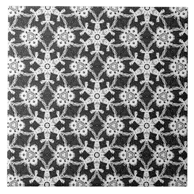 Carreau Dentelle antique - blanc et noir (Devant)