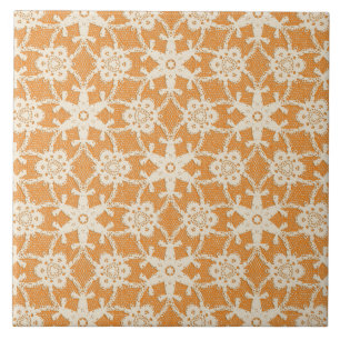 Carreau Dentelle antique - orange et crème