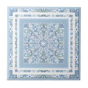 Carreau Dentelle en céramique bleu clair