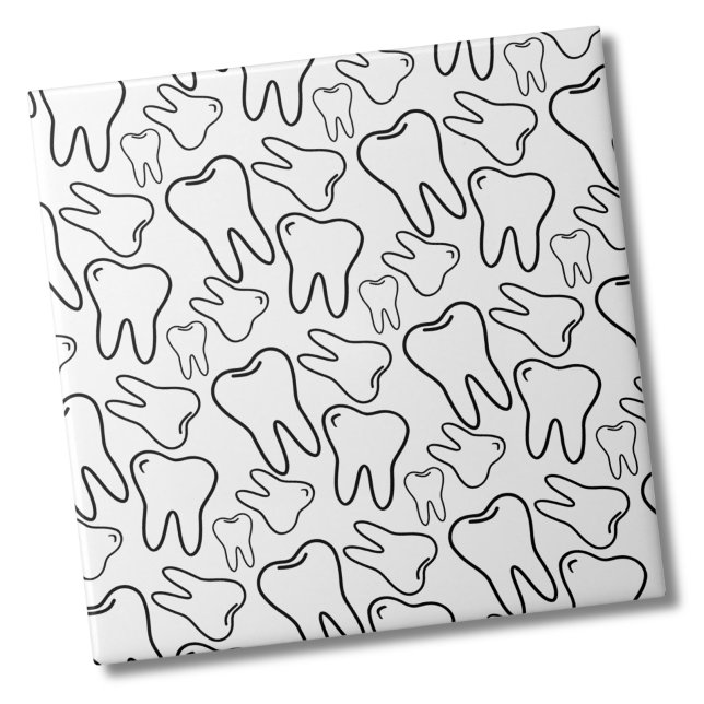 Carreau Dentiste (Modern Simple Black White Dentist Tooth Pattern Ceramic Tile)