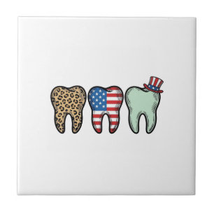 Carreau Dentiste Patriotique Dent Vintage Léopard Chemise 