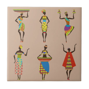 Carreau Des femmes d'art tribales africaines à la mode eth