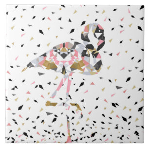 Carreau Design abstrait de Flamant rose géométrique mign