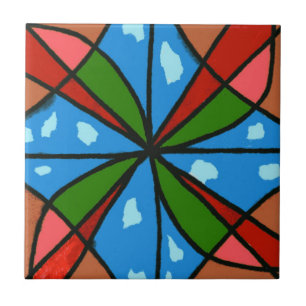 Carreau Design abstrait de roue à pignon de couleur vive