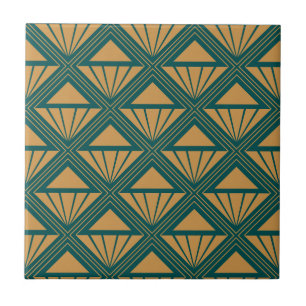 Carreau Design Art Déco Gold et vert turquoise avec des rh