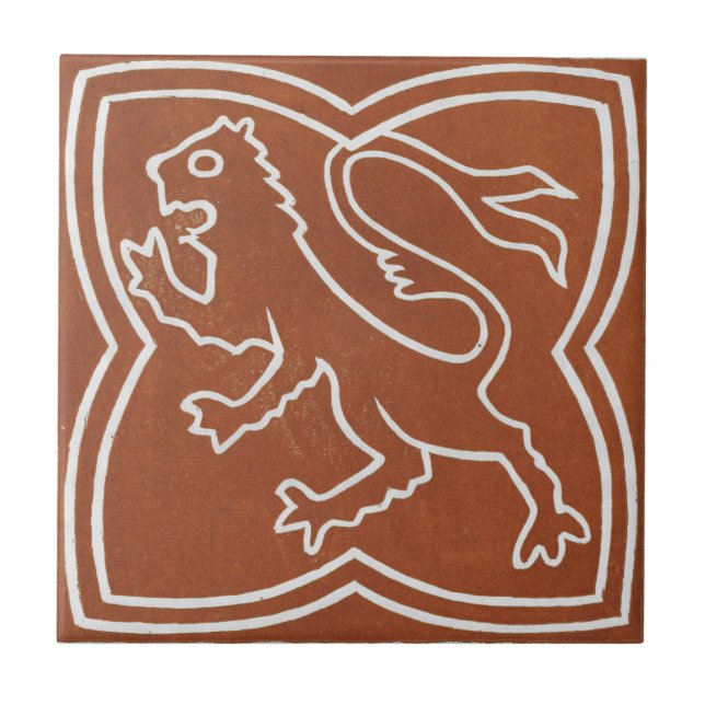 Carreau Design d'art irlandais vintage en céramique Lion r (Devant)
