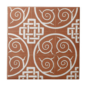 Carreau Design d'art irlandais vintage en céramique rouge