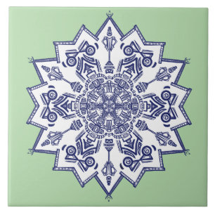 Carreau Design de porcelaine bleue. Que voyez-vous ?