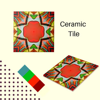 Carreau Design d'inspiration africaine en vert, rouge et j