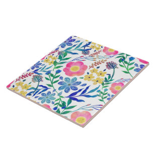 Carreau Design élégant de peinture à la main de fleurs ros